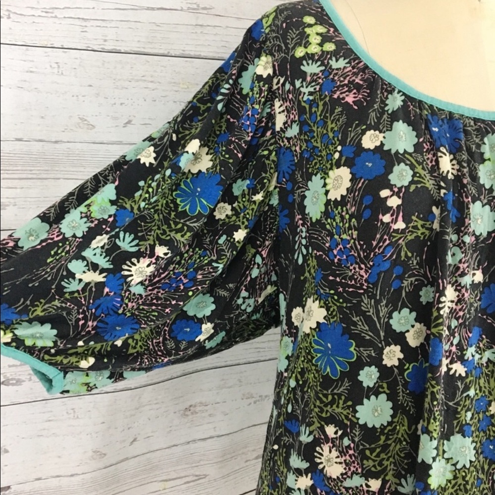 Anthropologie RicRac floral silk blend peasant top - Picture 4 of 7